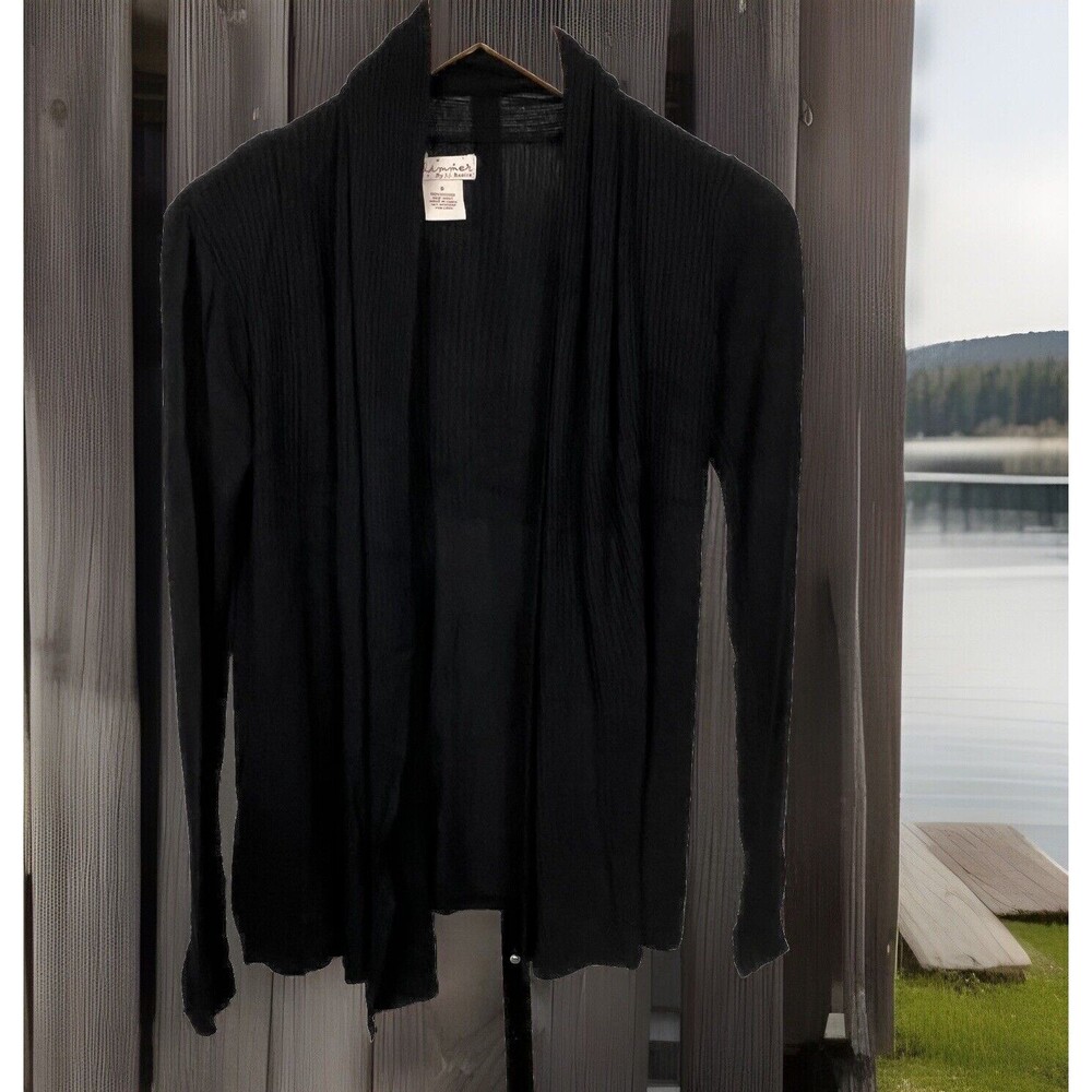 Glimmer JJ Basics Sweater Open Cardigan Long Sleeve Draping Shawl‎ Black Small